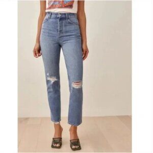 Reformation Blue Distressed Women Jeans